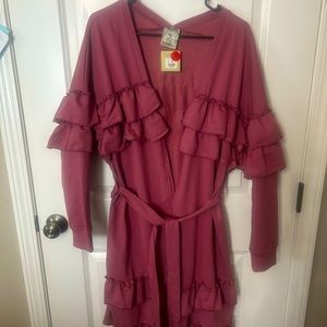 Dusty Mauve Ruffled Jacket NWT size L